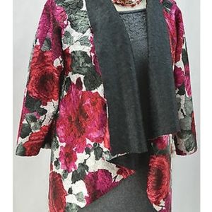 CAELIAN floral CRINKLE BOLERO drape open JACKET